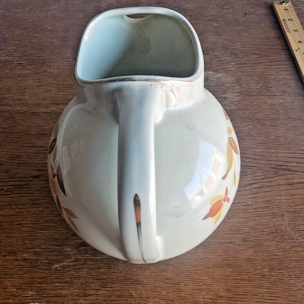 Vintage HALL'S Superior Quality‎ Kitchenware Pitcher Retro Partridge Autumn Leaf